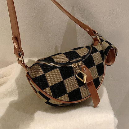 Small Crossbody Versatile Checkerboard Chest Bag – Fashion Plaid Waist Bag, Stylish Messenger Bag & Fanny Pack for Everyday Use