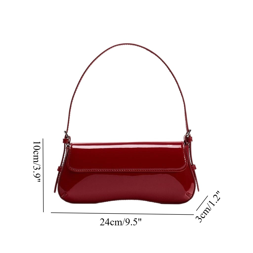 Small Red Baguette shoulder Bag - Must-Have Autumn Fashion Simple Commuter & Retro Shoulder Bag hobo