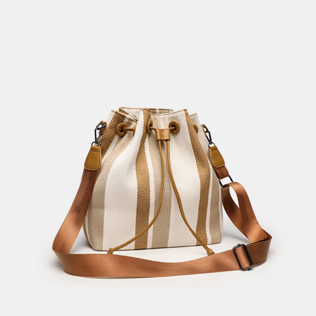 Bolso bandolera elegante de lona para mujer – Bolso tipo cubo de hombro a la moda, bolso tote pequeño vintage estilo universitario portátil 