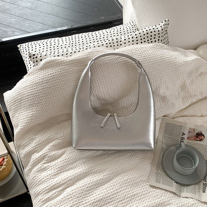 Designer retro crescent bag, small hobo bag, lacquered retro shoulder bag, female hobo handbag