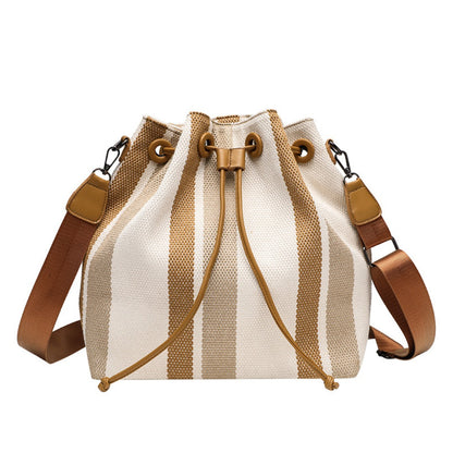 Bolso bandolera elegante de lona para mujer – Bolso tipo cubo de hombro a la moda, bolso tote pequeño vintage estilo universitario portátil 