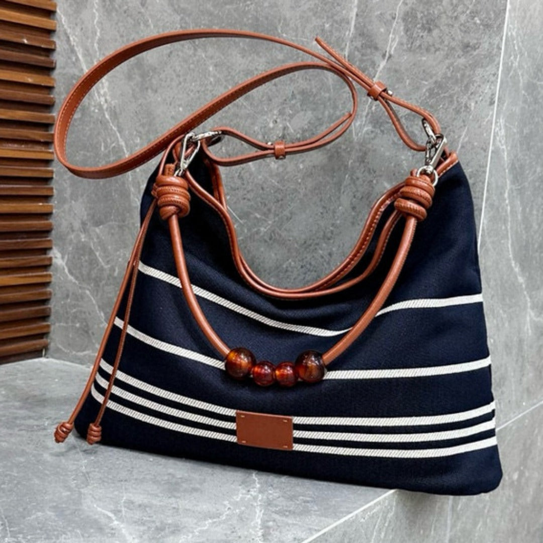 Bolso hobo de piel a juego con rayas negras, bolso de hombro hobo para mujer, gran capacidad, bolso de hombro