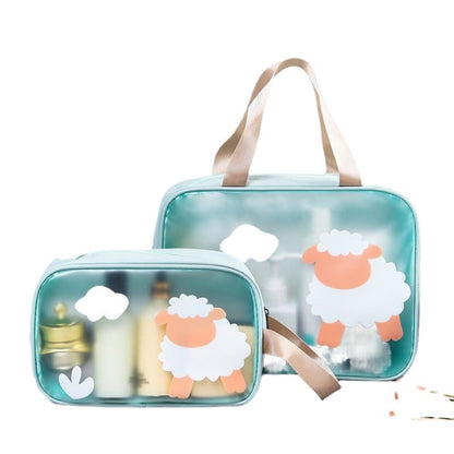 Bolsa para cosméticos, neceser con separadores para artículos húmedos y secos, neceser transparente e impermeable para cosméticos, estuche de maquillaje transparente, neceser de maquillaje con compartimentos. 