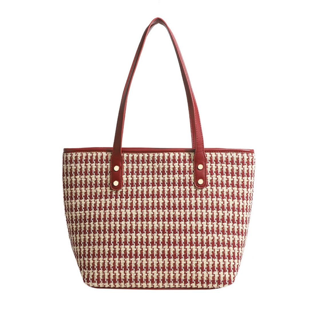 Bolso tote de gran capacidad para mujer, bolso hobo sencillo de hombro rojo 