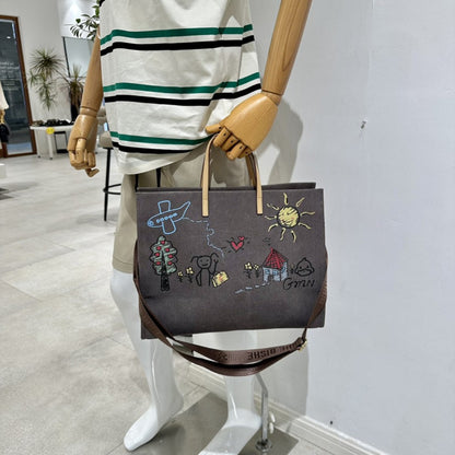 Bolso de lona de gran capacidad con estampado de grafiti para mujer: bolso tote extragrande con amplio espacio, perfecto para ir de compras, viajar y para el día a día. Elegante y resistente bolso de hombro de lona. 