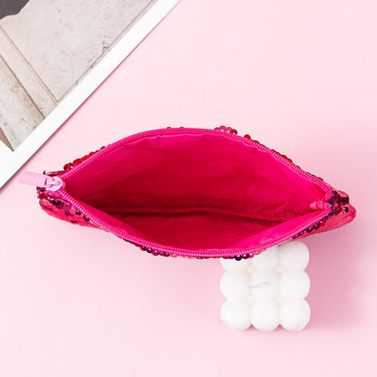 Mermaid sequined pencil case, two-color stationery storage bag, portable cosmetics change purse, small purse