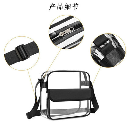 Transparent PVC Shoulder Crossbody Bag - Durable Storage Bag for Travel, Beach, Stadium Events & More