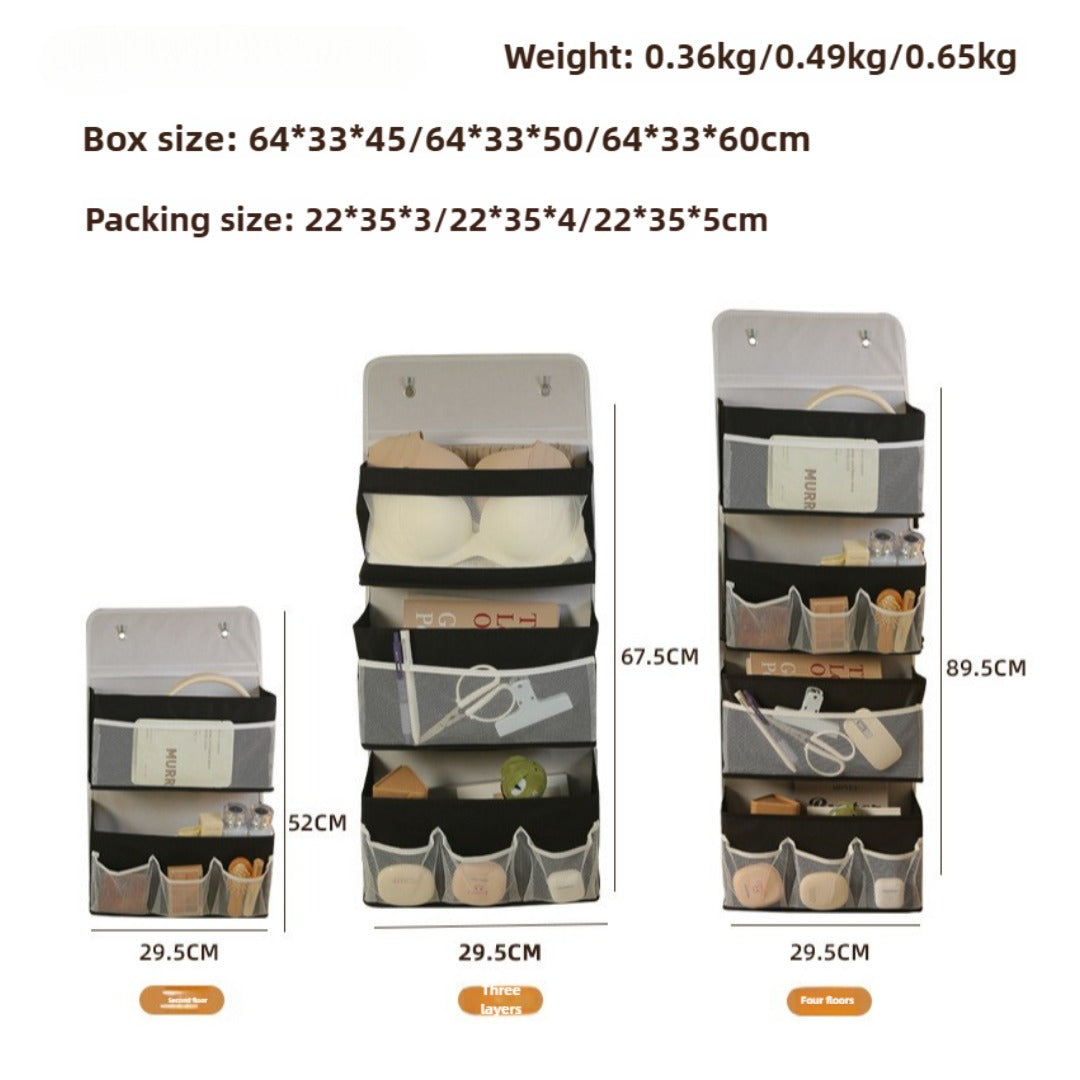 Dormitory multi-layer visual storage hanging bag foldable large-capacity item shelf wall-mounted layered hanging bag