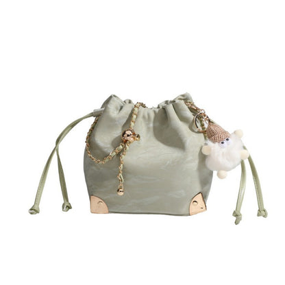 drawstring Chic Mini Bucket Bag - Stylish Women's Designer Shoulder & Crossbody Chain Bag