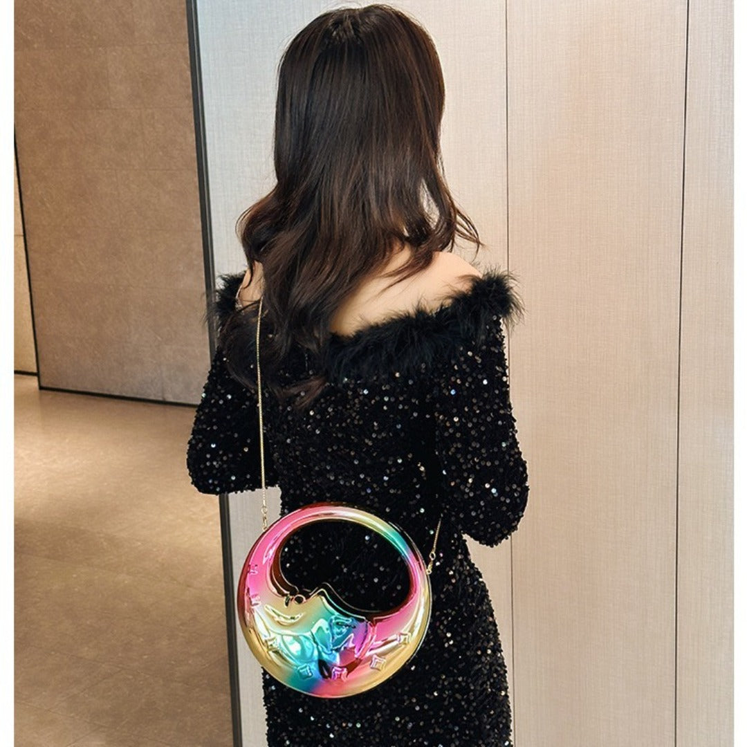 Bolso acrílico con forma de luna, bolso de hombro para mujer, bolso de noche, bolsos de noche formales para mujer, bolso de mano, bolso de mano informal, bolso de mano para fiesta, bolso de graduación, bolso de fiesta. 