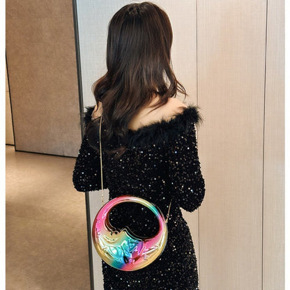 Bolso acrílico con forma de luna, bolso de hombro para mujer, bolso de noche, bolsos de noche formales para mujer, bolso de mano, bolso de mano informal, bolso de mano para fiesta, bolso de graduación, bolso de fiesta. 
