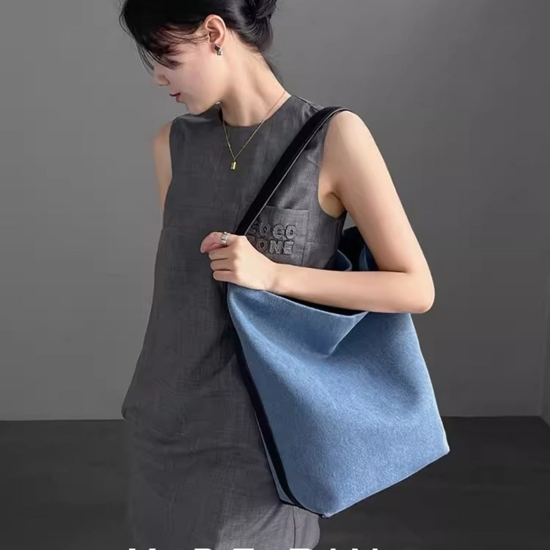 Striped Canvas Bag Large Capacity – Stylish Tote Bag, Versatile Shoulder & Bucket Bag