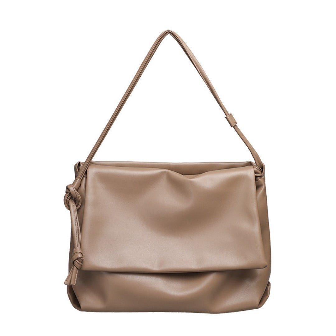 Casual One-Shoulder Messenger Bag – Retro-Textured Soft Leather Underarm Women's Bag, Versatile Flip-Top Portable Tote Bag