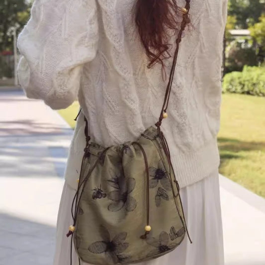 Bolso bandolera cerrado con cuentas, bolso bandolera versátil 