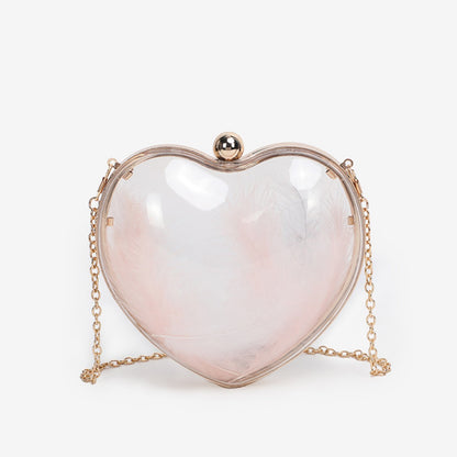 Transparent small bag heart shaped, women's summer acrylic chain shoulder bag, mini transparent crossbody bag