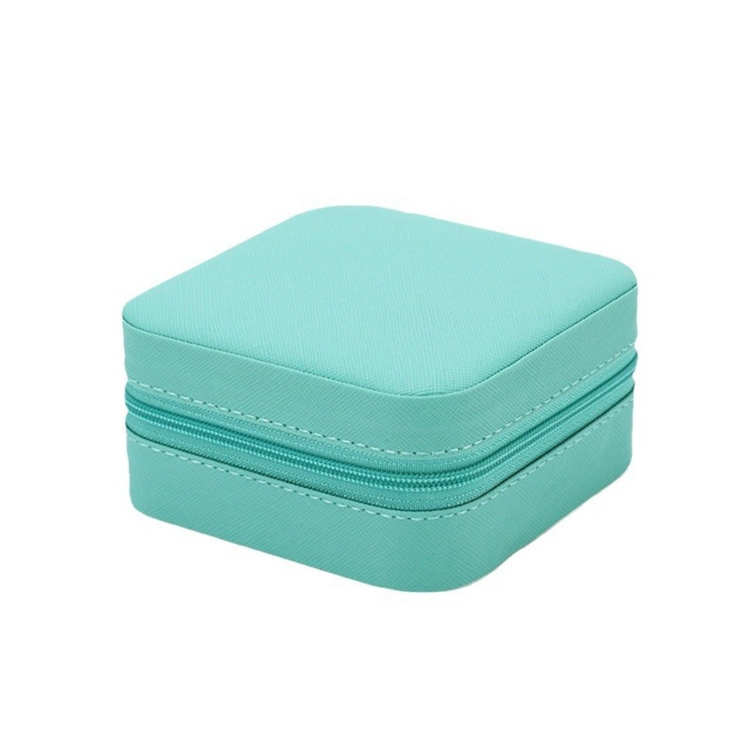 Jewelry storage box, storage box portable zipper case, travel jewelry stud earrings pu jewelry