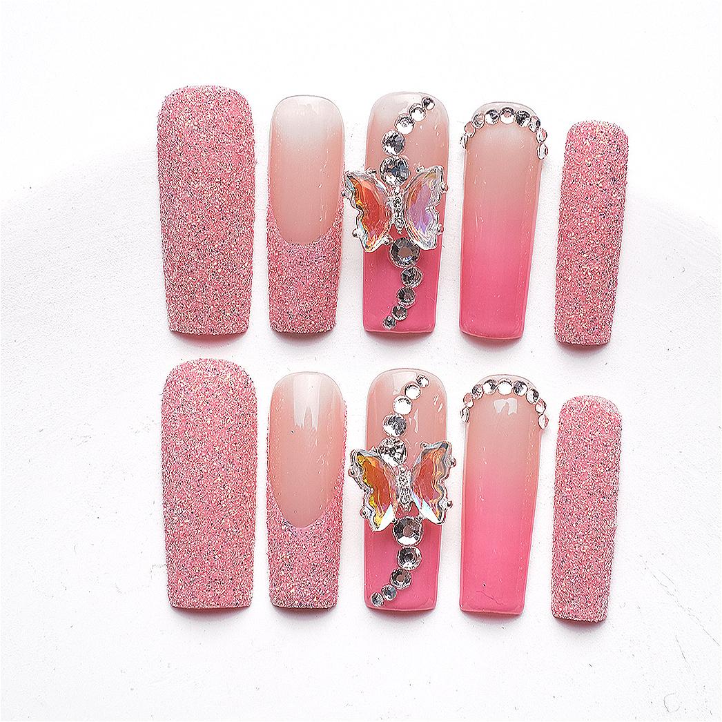 1067 Uñas postizas reutilizables hechas a mano para decoración de uñas