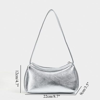 Bolso bandolera pequeño plateado, diseño de bolso de hombro, bolso de mano hobo versátil para mujer, ideal para el verano. 