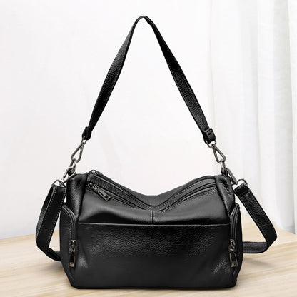Elegante bolso de hombro de piel auténtica – Bolso bandolera y bolso de hombro estilo mamá 