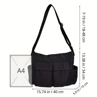 Retro Tooling Women's Shoulder Bag - Stylish Crossbody Canvas Bag with Large Capacity for Everyday Street Leisure