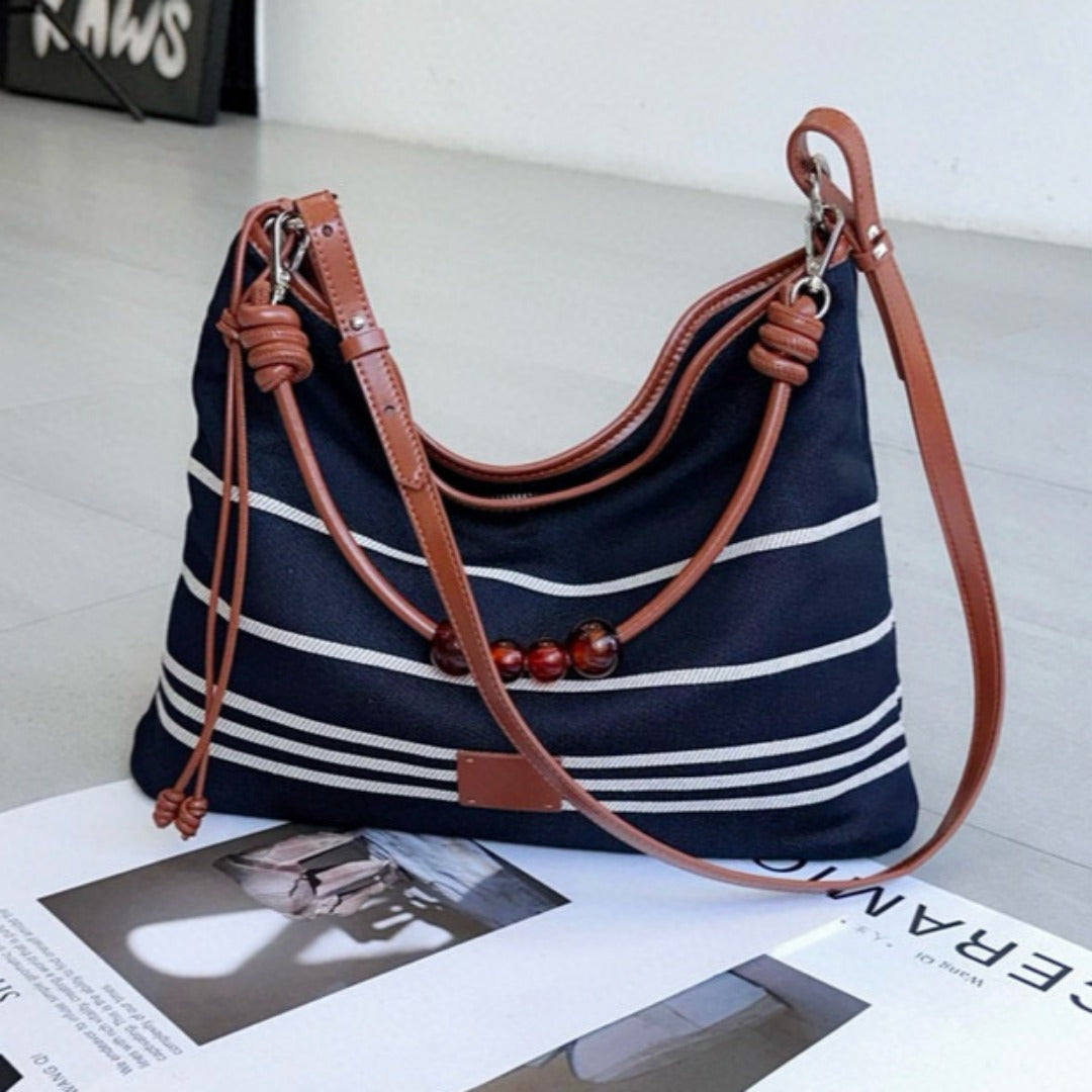 Bolso hobo de piel a juego con rayas negras, bolso de hombro hobo para mujer, gran capacidad, bolso de hombro