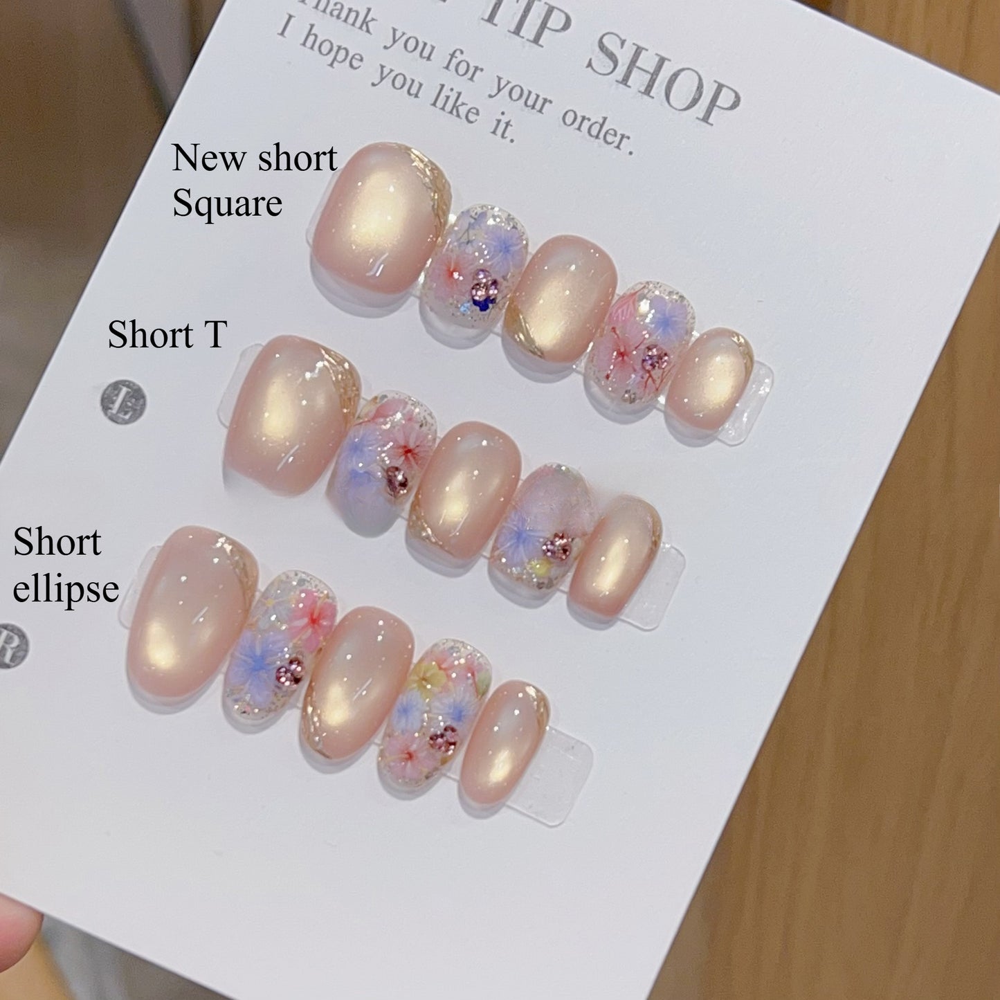 0986 - Uñas postizas hechas a mano, de presión, removibles