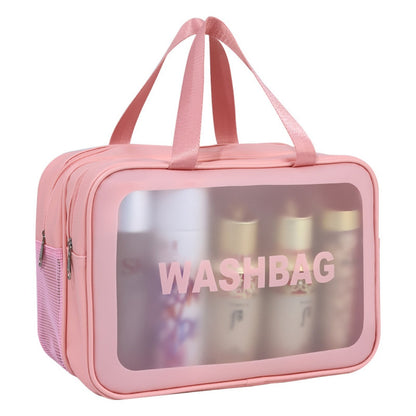 Dry & Wet Separation PVC Transparent Beach Bag – Double-Layer Portable Travel Toiletry Bag with Compartments for Makeup & Cosmetic Storage, Ideal for Organizing on-the-Go