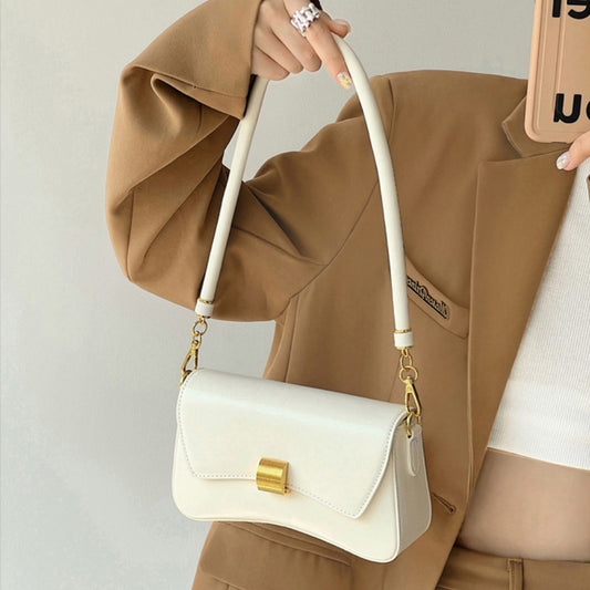 Elegante bolso bandolera pequeño para mujer, blanco – Bolso de hombro sencillo y moderno con diseño cuadrado 