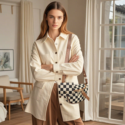 Small Crossbody Versatile Checkerboard Chest Bag – Fashion Plaid Waist Bag, Stylish Messenger Bag & Fanny Pack for Everyday Use