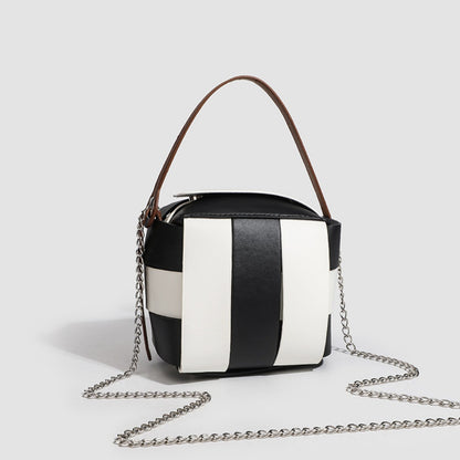 Bolso de hombro sencillo y bandolera pequeño para mujer, con elegante diseño en color contrastante de PU, ideal para el día a día. 