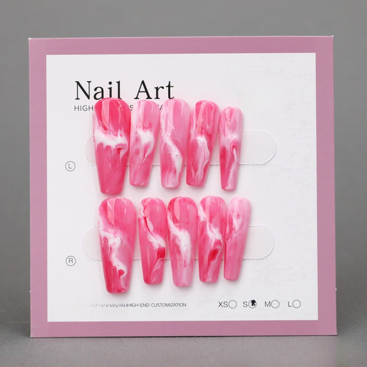 Ideas de uñas con efecto ataúd en rosa intenso BMQH3743