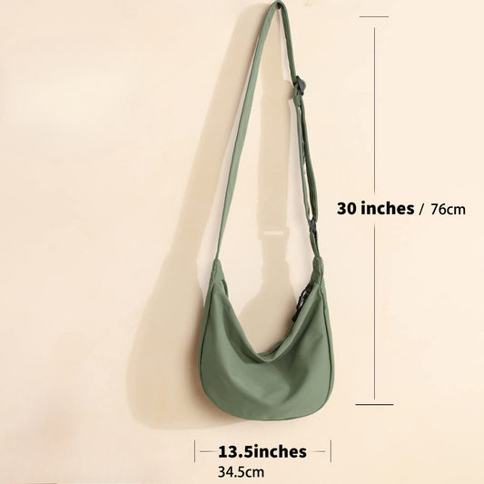 Small crossbody bag, versatile fashion cross body bag, commuter shoulder bag, nylon casual slouchy bag