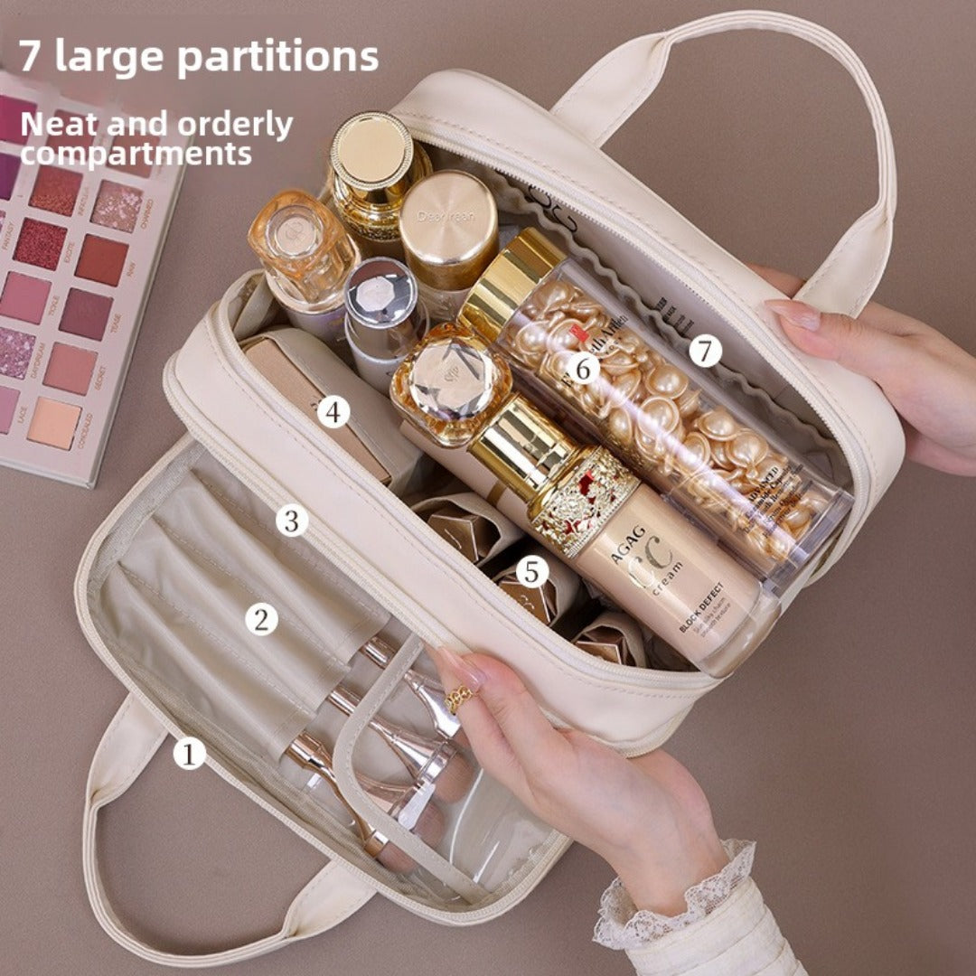 Double layer portable cosmetic bag, large capacity portable cosmetic storage bag, makeup bag organizer,Makeup bag with compartments,