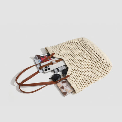 Bolso hobo de punto cuadriculado, bolso de hombro para viajes y desplazamientos, bolso de mano de gran capacidad para viajes, bolso hobo de ganchillo 