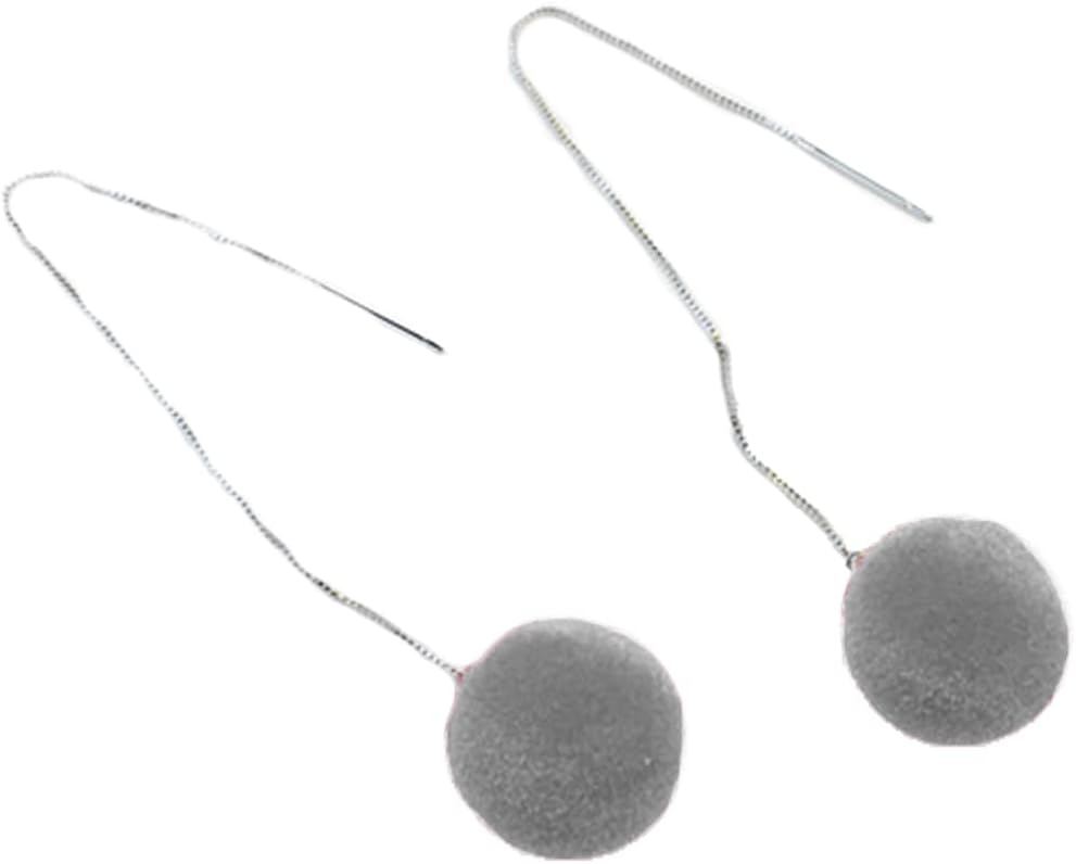 Faux Fur Pom Pom Tassel Drop Dangle Earrings Set -dropshippingabc.com