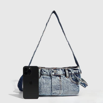 Bolso bandolera pequeño de mezclilla para mujer, bolso bandolera retro de verano, bolso hobo azul patchwork 