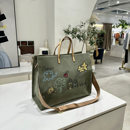 Bolso de lona de gran capacidad con estampado de grafiti para mujer: bolso tote extragrande con amplio espacio, perfecto para ir de compras, viajar y para el día a día. Elegante y resistente bolso de hombro de lona. 