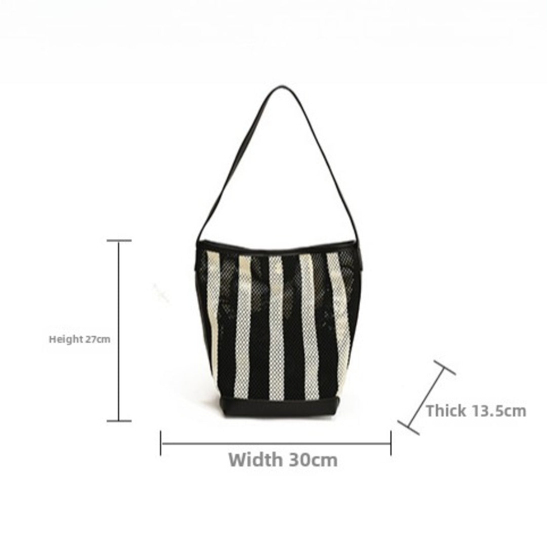 Elegante bolso de playa tipo cubo para mujer, ideal para el verano. Perfecto para vacaciones, para llevar al hombro o para el día a día. 