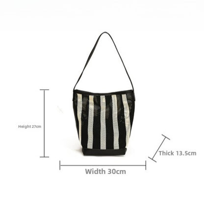 Elegante bolso de playa tipo cubo para mujer, ideal para el verano. Perfecto para vacaciones, para llevar al hombro o para el día a día. 