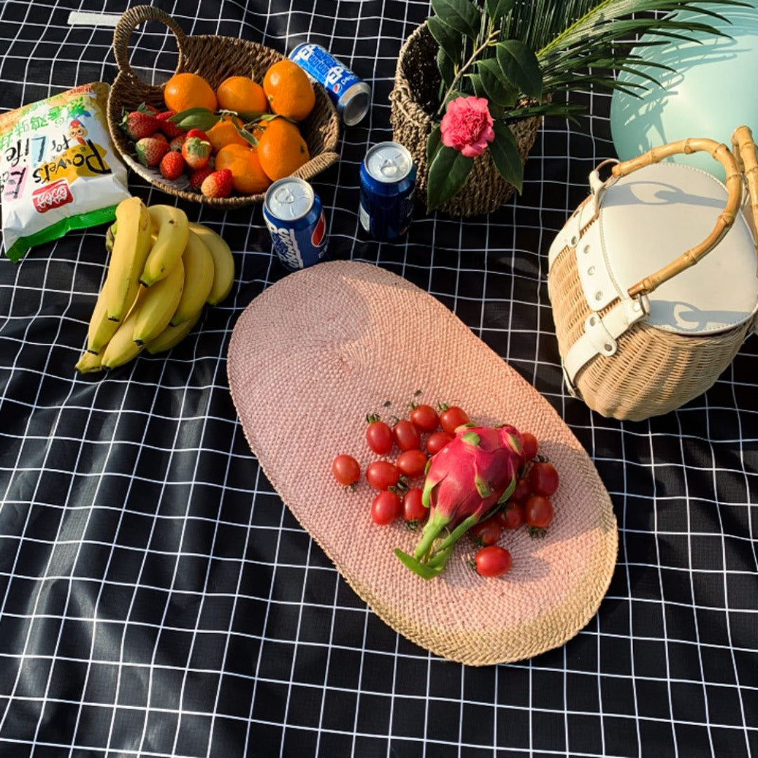 Colchón acolchado para picnic, ideal para excursiones de primavera; colchón portátil para acampar al aire libre; tapete de suelo a cuadros. 