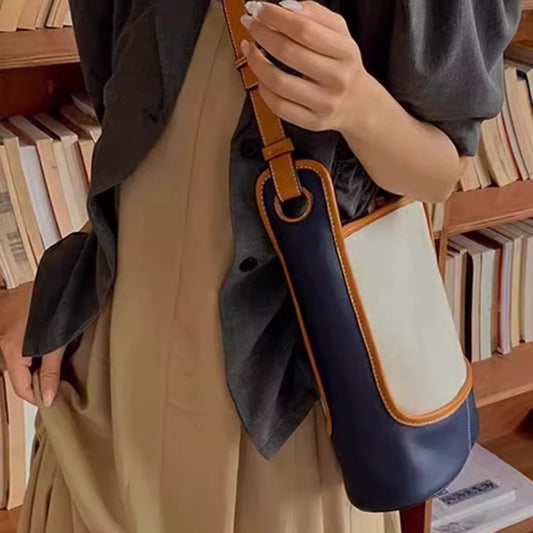 Bolso tipo cubo de lona azul denim con estilo - Bolso bandolera pequeño de diseño para mujer, ideal para el verano y para ir al trabajo 