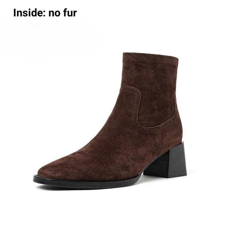 Botines de ante para mujer con tacón de bloque