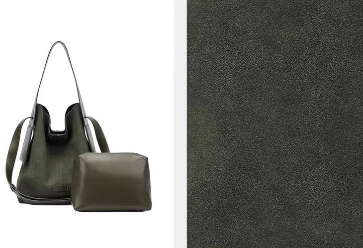 Bolso de mano tipo slouch de gran capacidad en ante, bolso de hombro de color liso, bolso hobo informal 