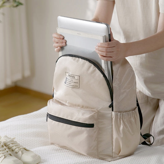Mochila plegable, mochila de viaje sencilla de gran capacidad para mujer, mochila impermeable, mochila informal de poliéster para guardar ropa, ligera.