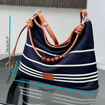 Bolso hobo de piel a juego con rayas negras, bolso de hombro hobo para mujer, gran capacidad, bolso de hombro