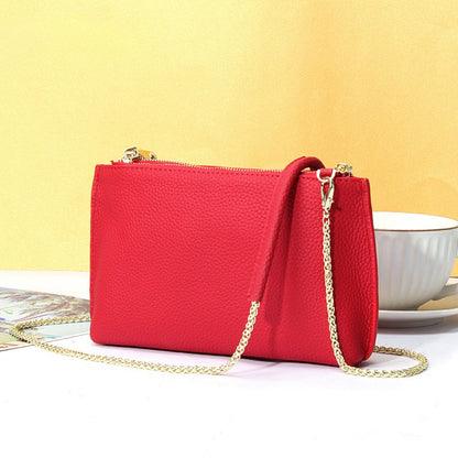 Bolso bandolera sencillo de piel auténtica para mujer, bolso elegante de gran capacidad, bolso tote con doble cremallera, bolso de cadena de piel 