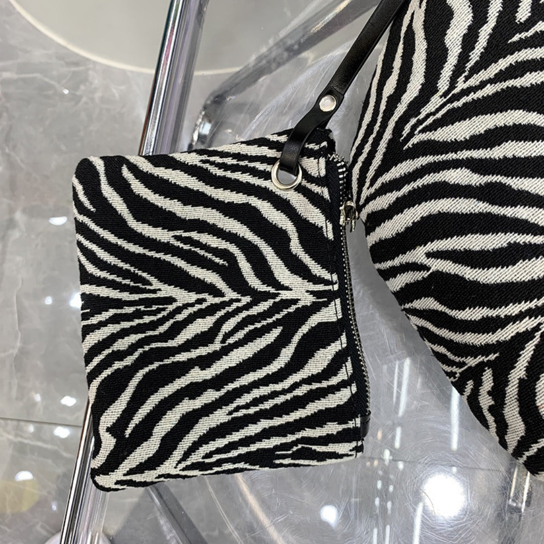 Bolso bandolera tipo slobo, bolso casual para mujer, bolso de hombro con estampado de cebra, bolso hobo 2 en 1 de gran capacidad 