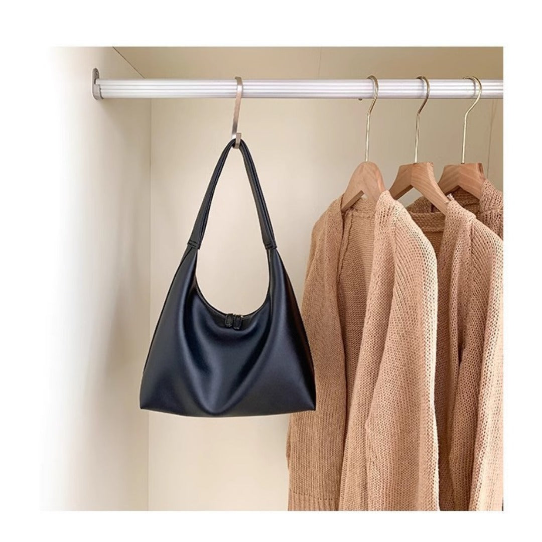 Bolso hobo sencillo y versátil para mujer, bolso hobo de piel suave, bolso de hombro retro 