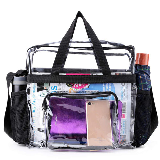 Bolsa transparente de PVC, bolsa de mano grande, bolsa de viaje portátil para hombres y mujeres, bolsa transparente para eventos en estadios 