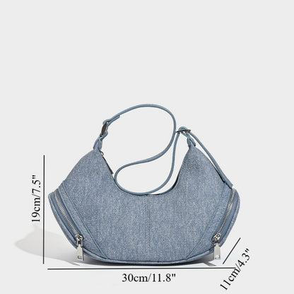 Bolso bandolera estilo hobo, elegante y vintage, con bolsillo con cremallera. También disponible en versión de hombro o bajo el brazo. 